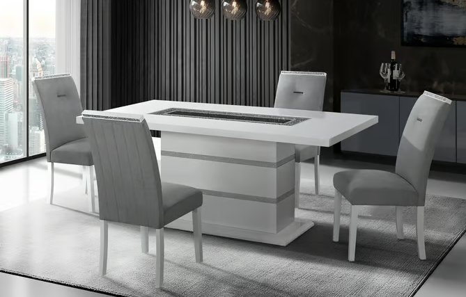 Including: Dining Table and 4 Side Chairs